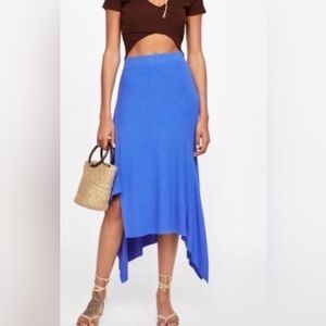 NWT Zara Asymmetrical Shark-bite Skirt in Electric Blue - Size Medium 💙